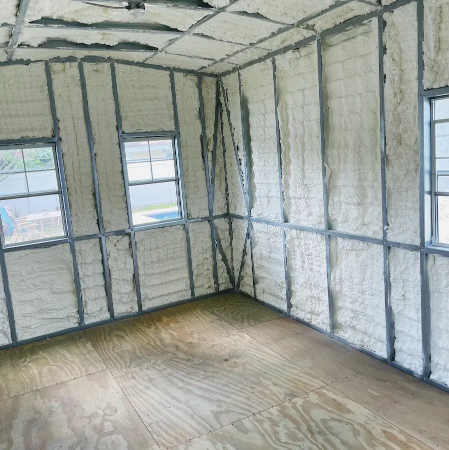 Closed-cell spray foam insulation applied to wall cavities in a residential project in Cullowhee