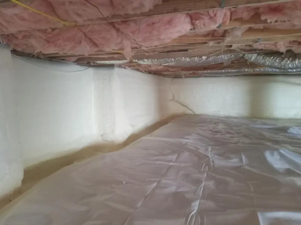 Crawl space encapsulation with closed-cell spray foam for Commercial Roof Restoration in Cullowhee